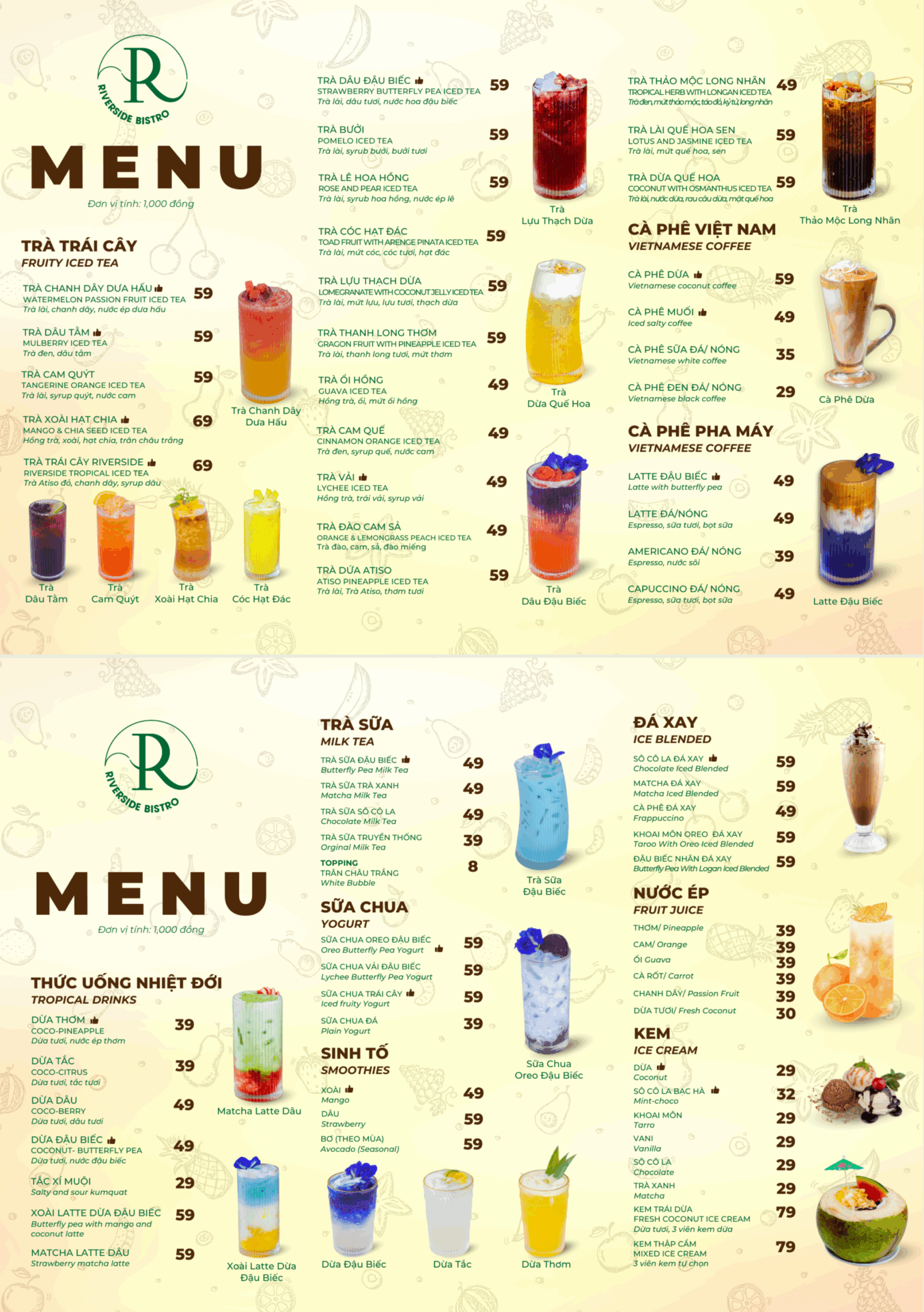 MENU THỨC UỐNG