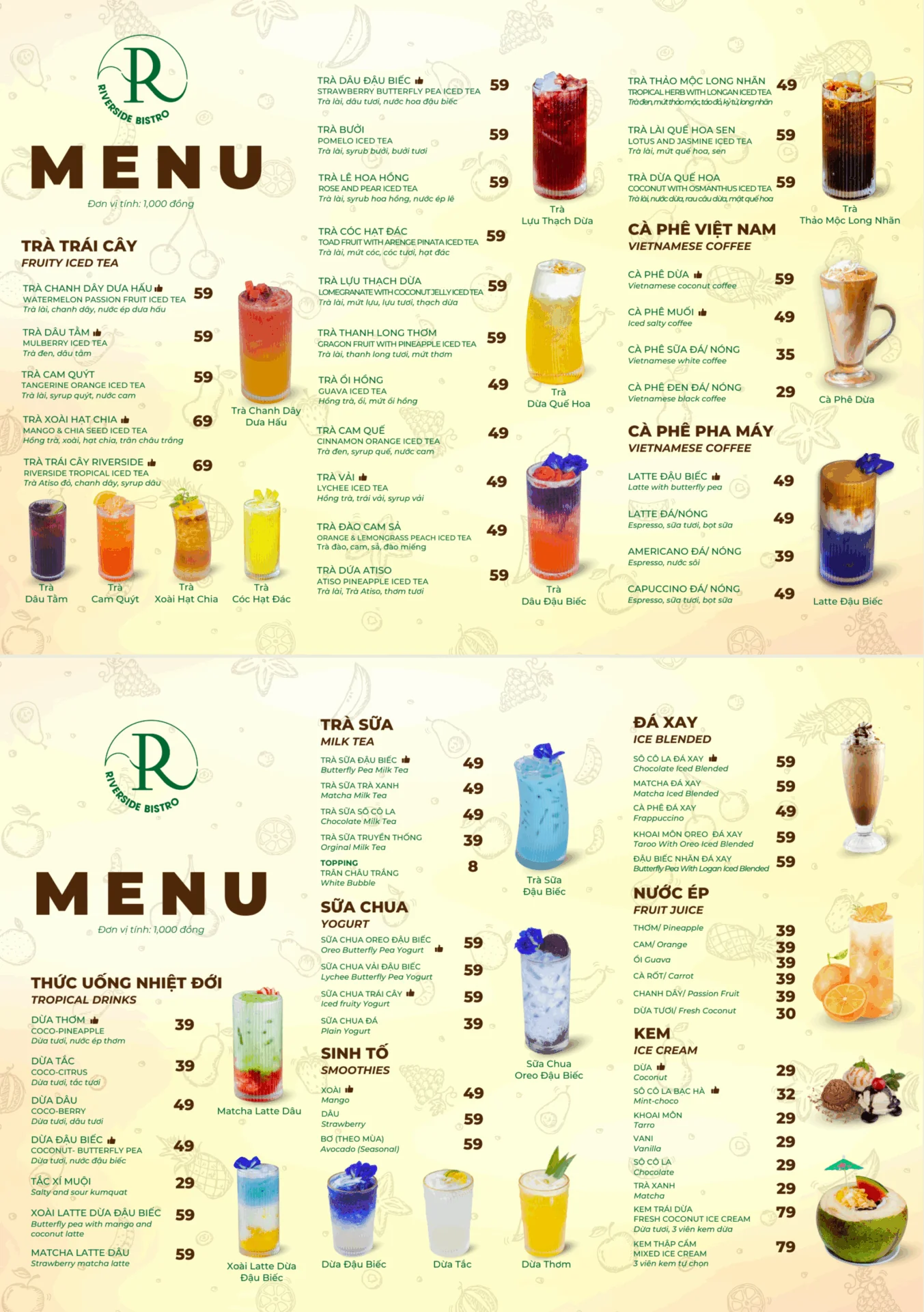 MENU THỨC UỐNG